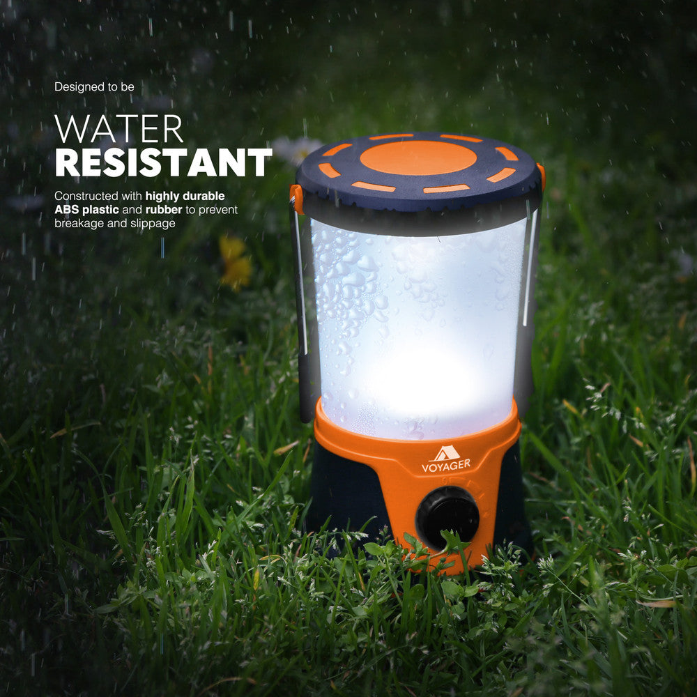 Orange Waterproof LED Camping Lantern in Use – 10–40 Hour Battery Life Outdoor Light UK
