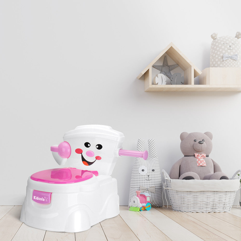 KIDOOLA Pink Potty Training Toilet Seat - Splash Guard & Portable Design for Easy Travel | Fun & Functional Potty Seat for Kids 6 Months to 5 Years – image 6