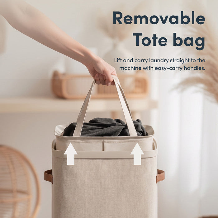 Collapsible Laundry Basket with Lid & Removable Liner