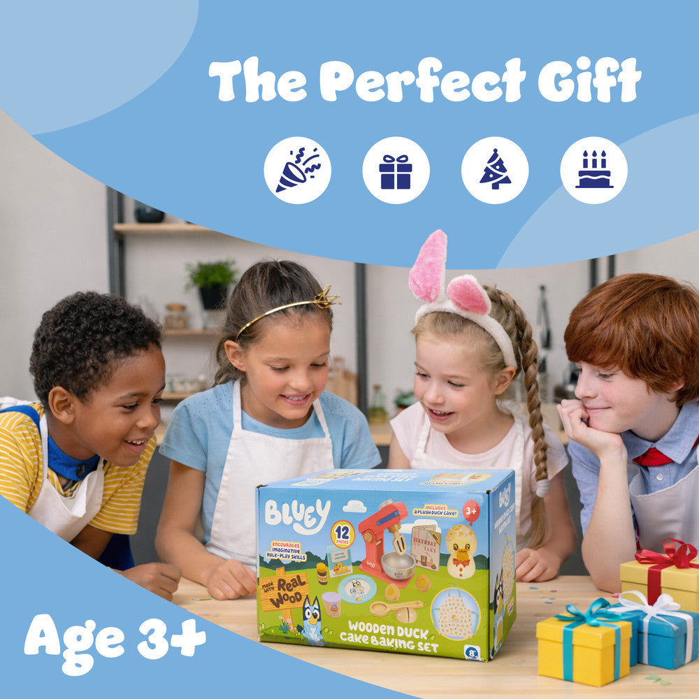 Bluey wooden duck cake baking set – durable wooden toy, ideal birthday gift for kids