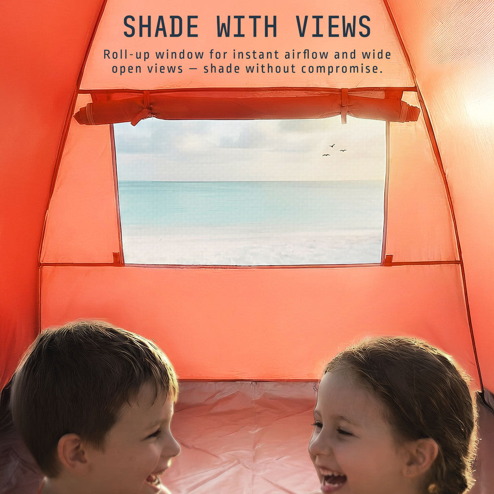 Foldable pop-up beach tent coral – compact storage for UK beach trips, picnics and outdoor events