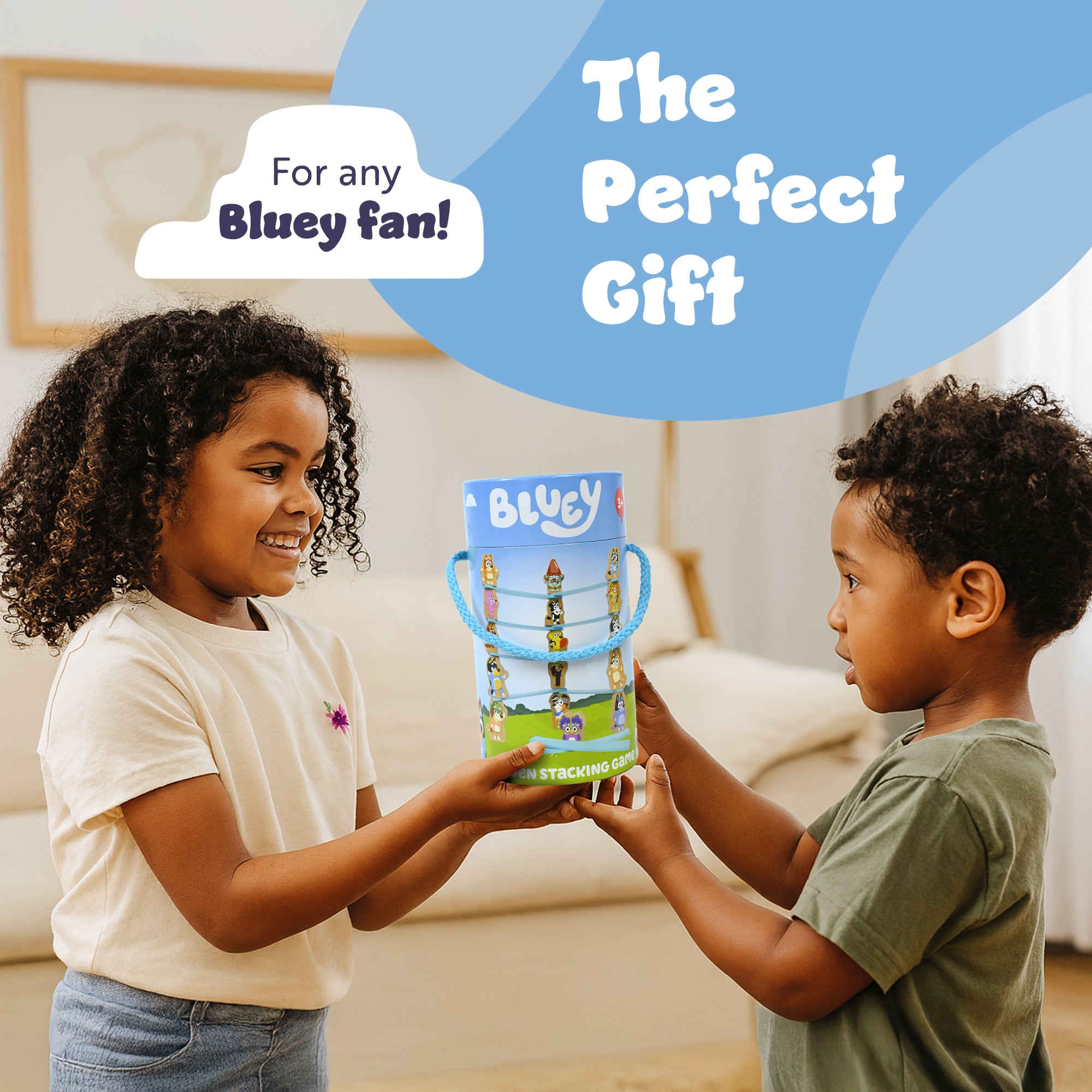 Bluey - Wooden Stacking Game for Kids Age 3+ - Balancing Toy with 16 Characters & 10 Sticks - FSC Certified Wood - Helps Develop Motor Skills - Family Game in Compact Storage Tub