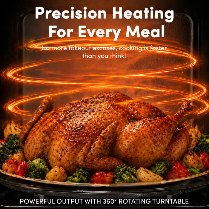 Whole roast chicken in microwave – 800W precision heating with 360° rotating turntable