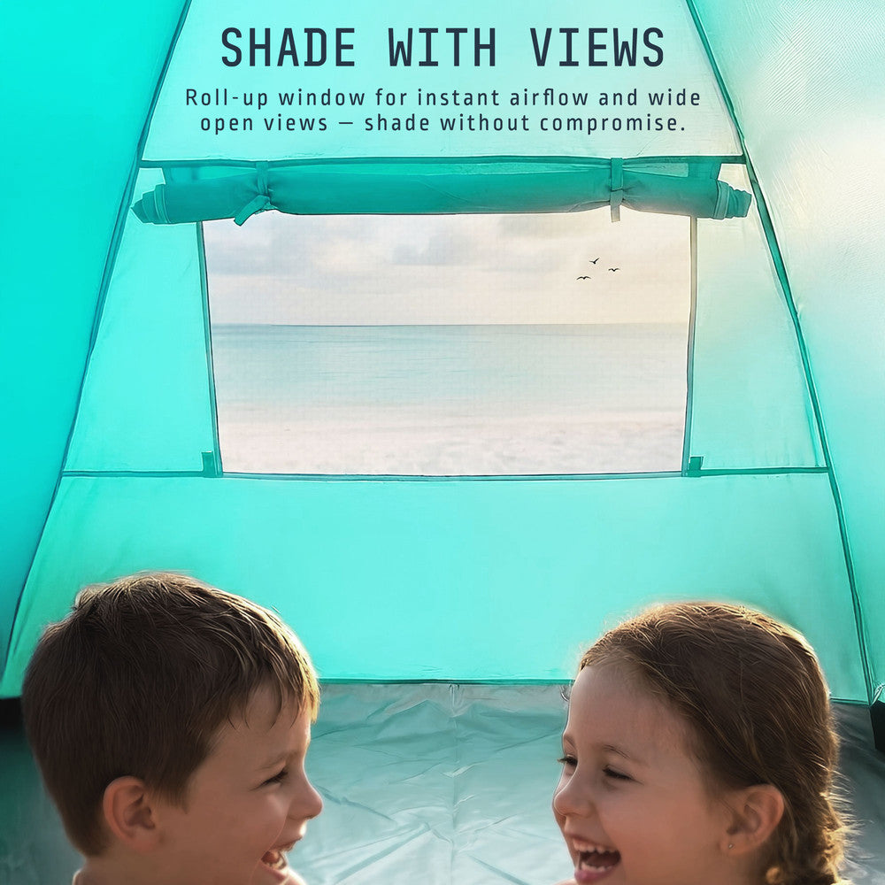 Foldable pop-up beach tent teal – compact storage for UK beach trips, picnics and outdoor events