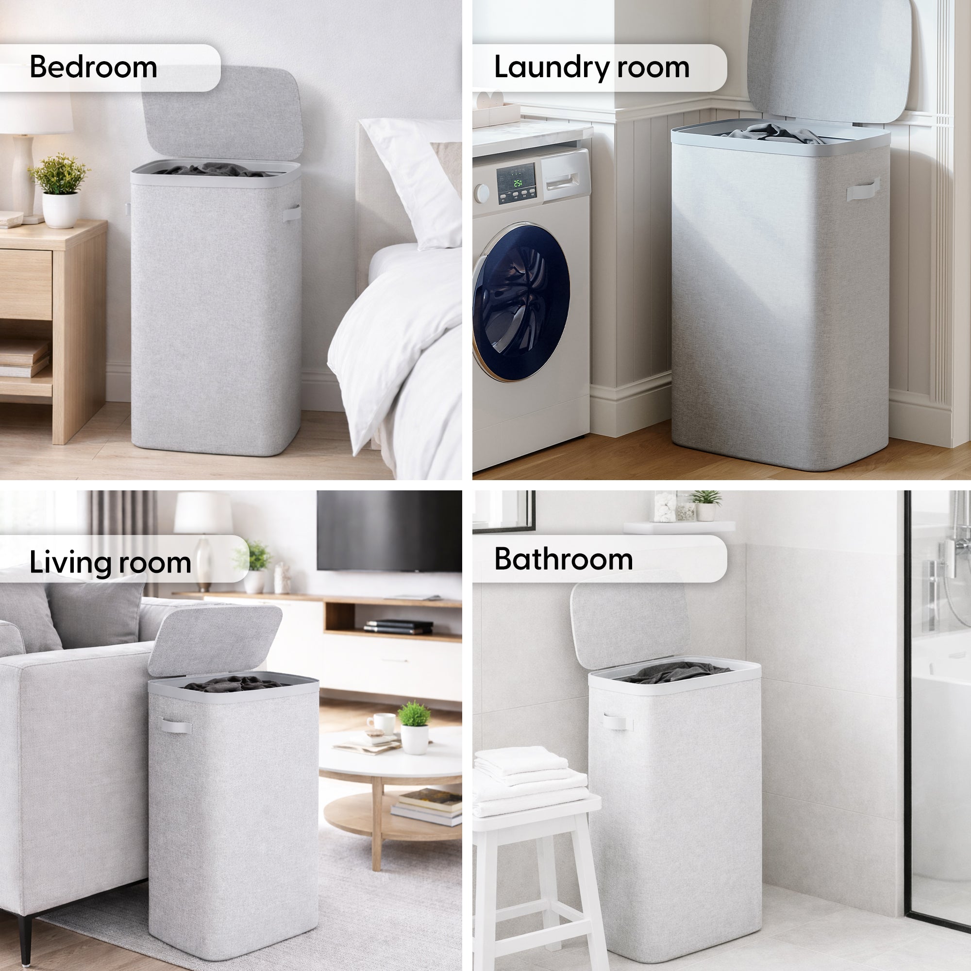 Keplin Collapsible Laundry Basket with Lid & Removable Liner