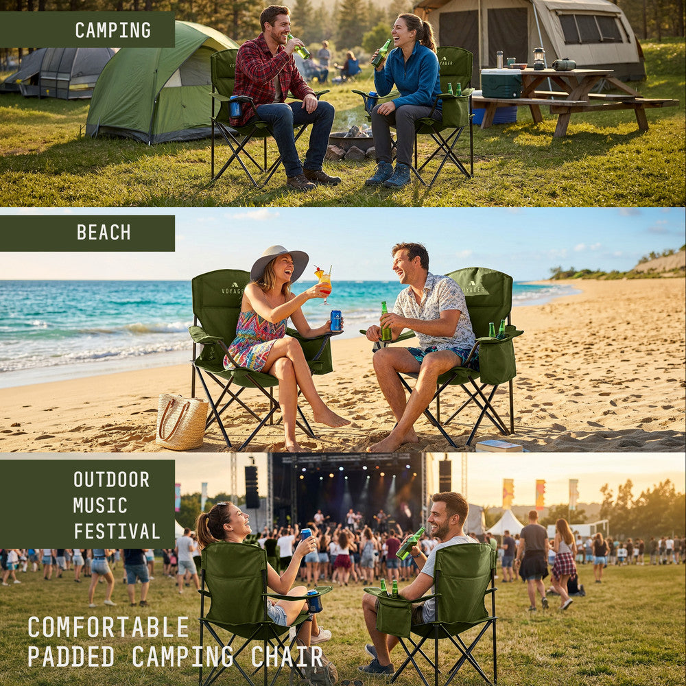 Folding Camping Chairs 2 Pack with Cooler Bag – image 16