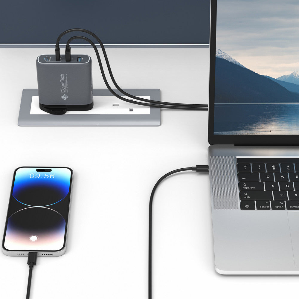 Desiretech 100W USB-C Charger with Cable & Pouch – Fast Charging 4-Port Adapter for MacBooks, iPhone 15, iPad, Samsung S Series, Google Pixel, Sony – image 17