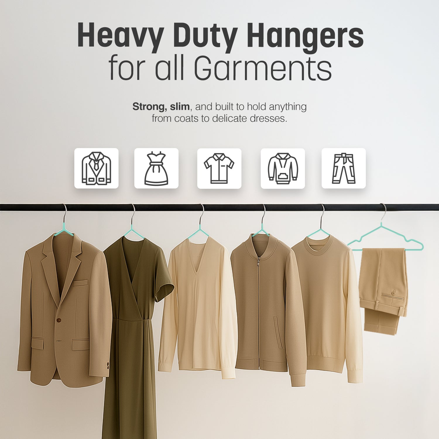 20pcs Metal Hangers Premium Rubber Coated  - Non-Slip Clothes Hangers with 360° Swivel Hook