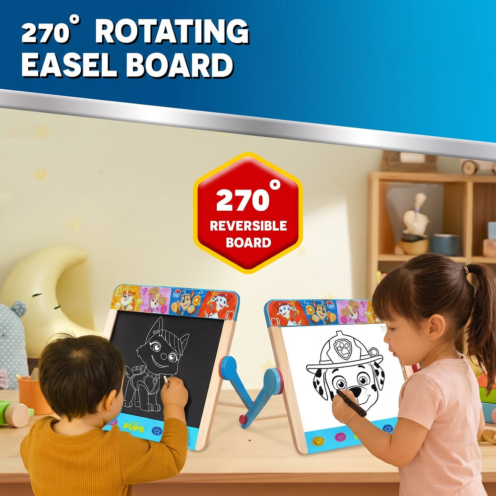 Paw Patrol Children's Drawing Board Easel – 2-in-1 Tabletop Chalkboard with Chalk & Whiteboard Pen – Preschool Learning Toy