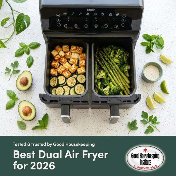 Dual Zone Air Fryer 9L In Use Family Cooking Meals UK
