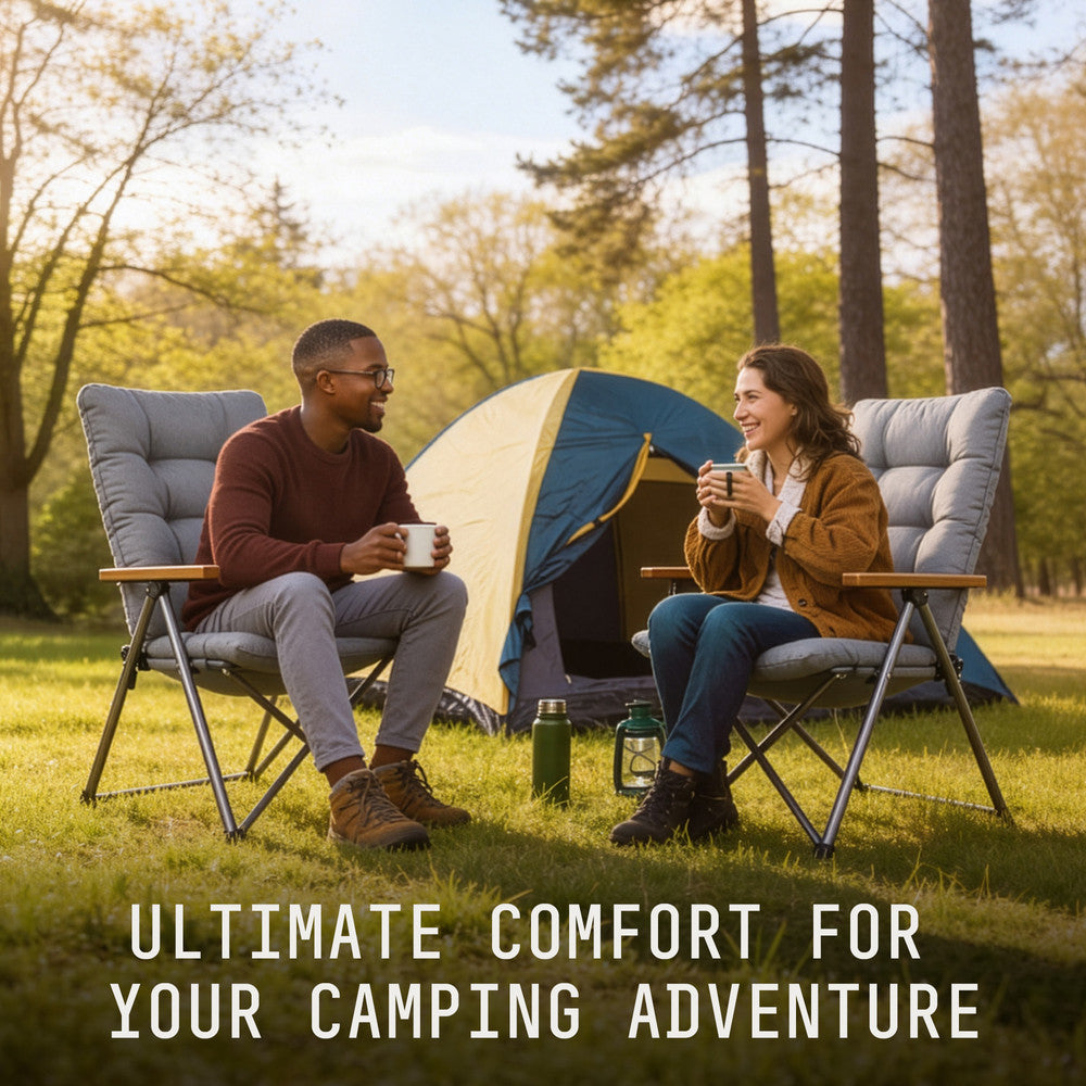 Lightweight luxury camping chair folded – compact storage in car boot or backpack for UK camping trips