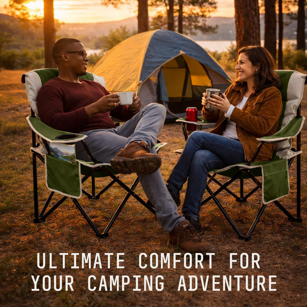 Padded Camping Chairs - 2 Pack