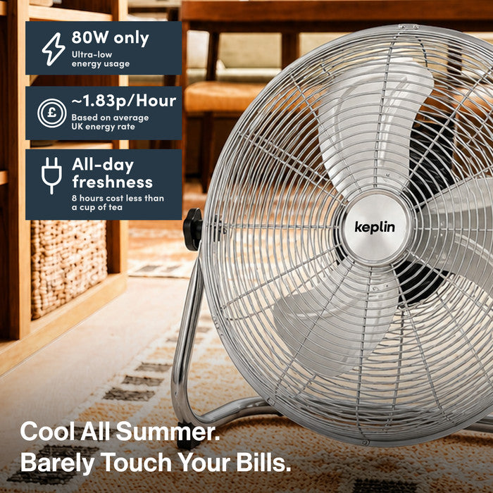 16 inch chrome fan base and stand detail