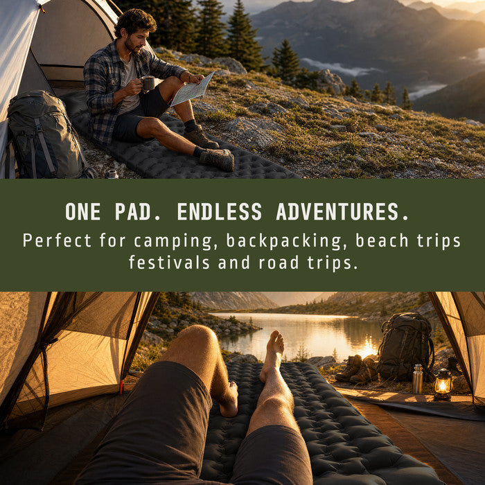 Voyager black camping mat for camping backpacking hiking festivals UK