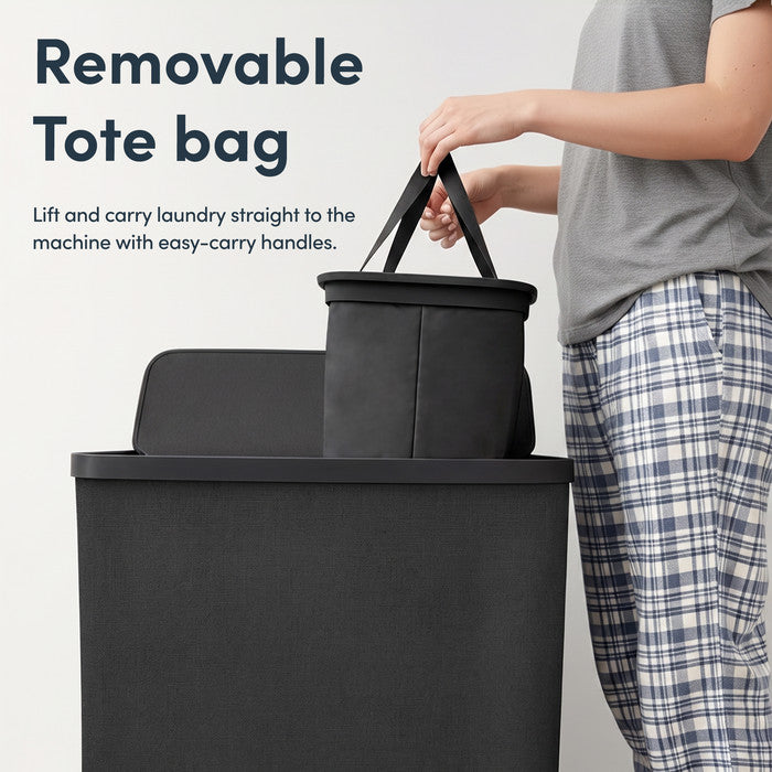 Collapsible Laundry Basket with Lid & Removable Liner