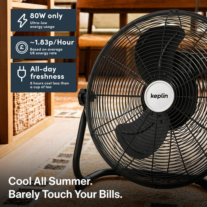 16 inch black standing fan adjustable base close-up