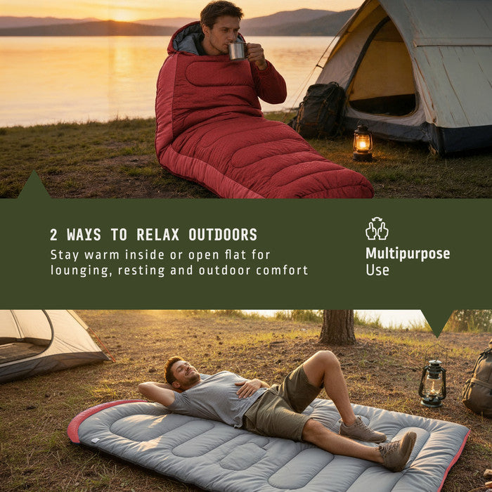 Adults camping sleeping bag outdoors UK – 3-4 season polyester all-weather sleeping bag