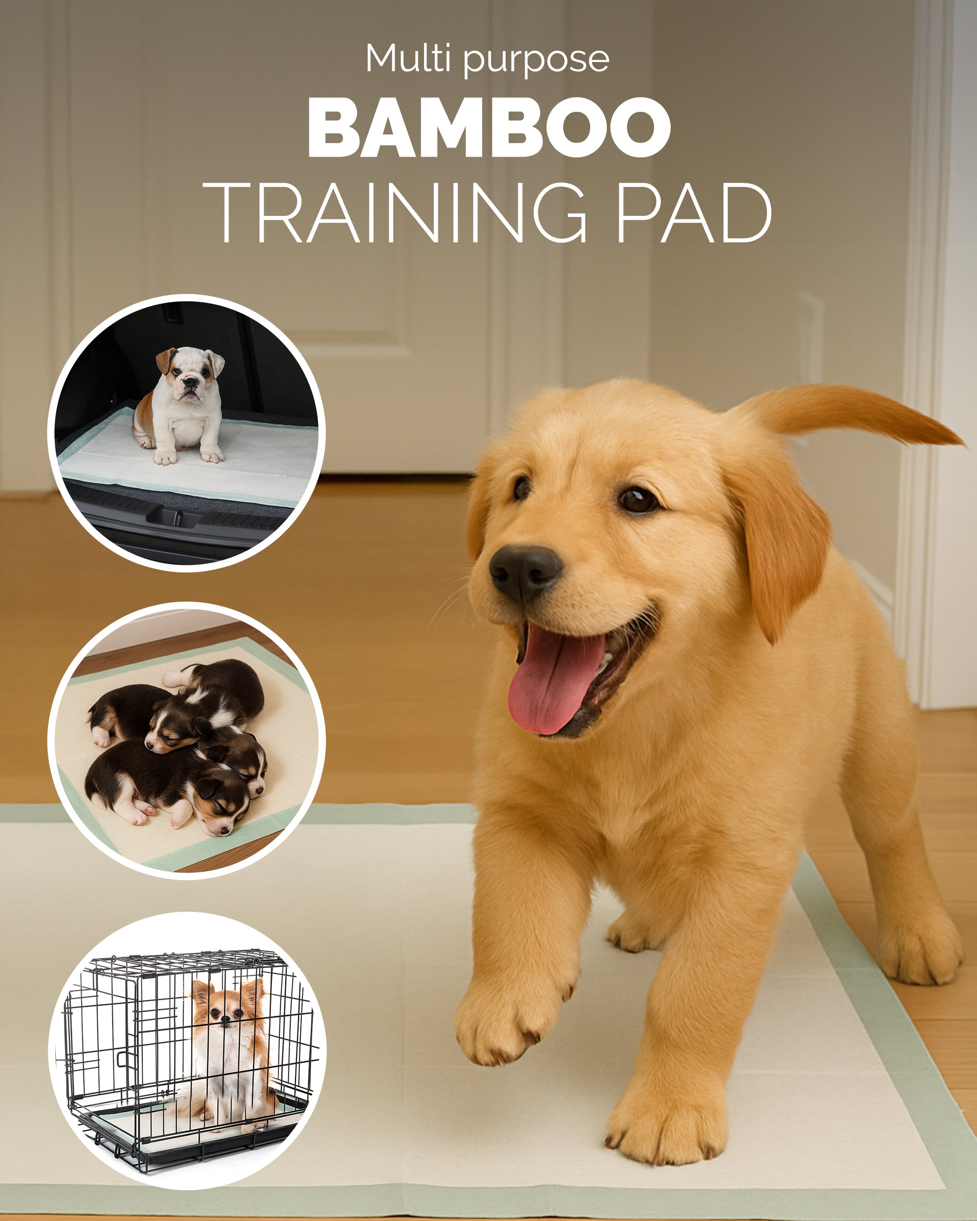 Furdreams Bamboo Puppy Training Pads - 50Pk, Super Absorbent, Odour Locking & Multi-Layered, Leak Proof, Quick Dry, Scented Attractant Disposable Training Mats for Dogs Pee Wee Piddle 50 Sheets