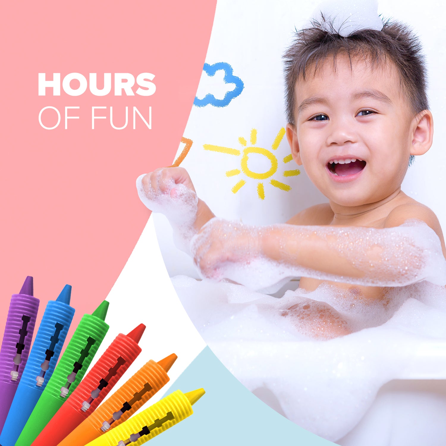 Kidoola Baby Bath Crayons – 6 Pack of Washable, Non-Toxic Crayon Pens for Bathtime Fun – Easy to Clean, Vibrant Colors – Perfect for Toddlers Ages 3+