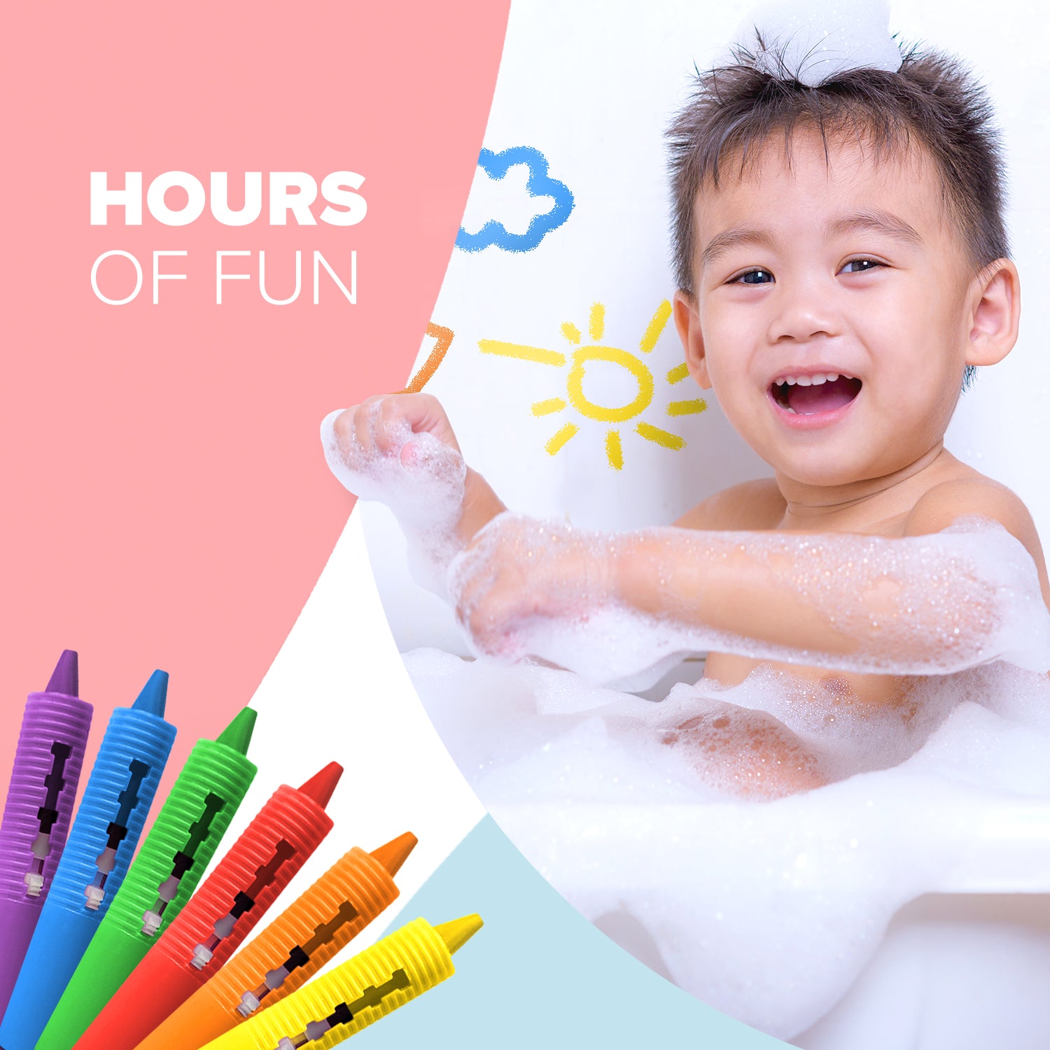 Bath crayons wiped clean from tiles – easy cleanup non-toxic washable crayons for kids bathtime