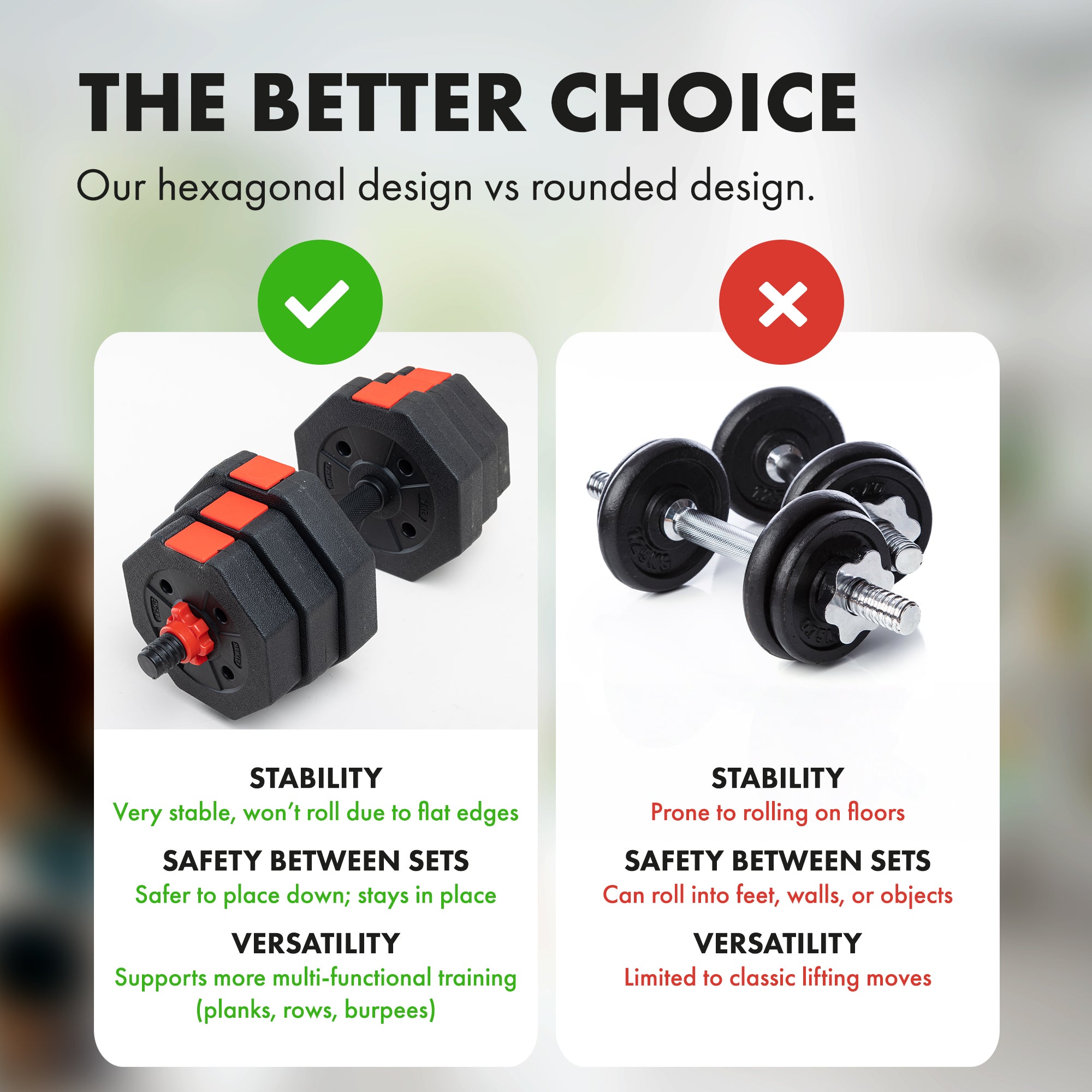 Kayman Adjustable Barbell Set - 20kg Total Weight with Non-Rolling Design, Adjustable Weights & Comfortable Grip - Training Equipment for Versatile Workouts at Home & Gym - Unisex (Black & Red)