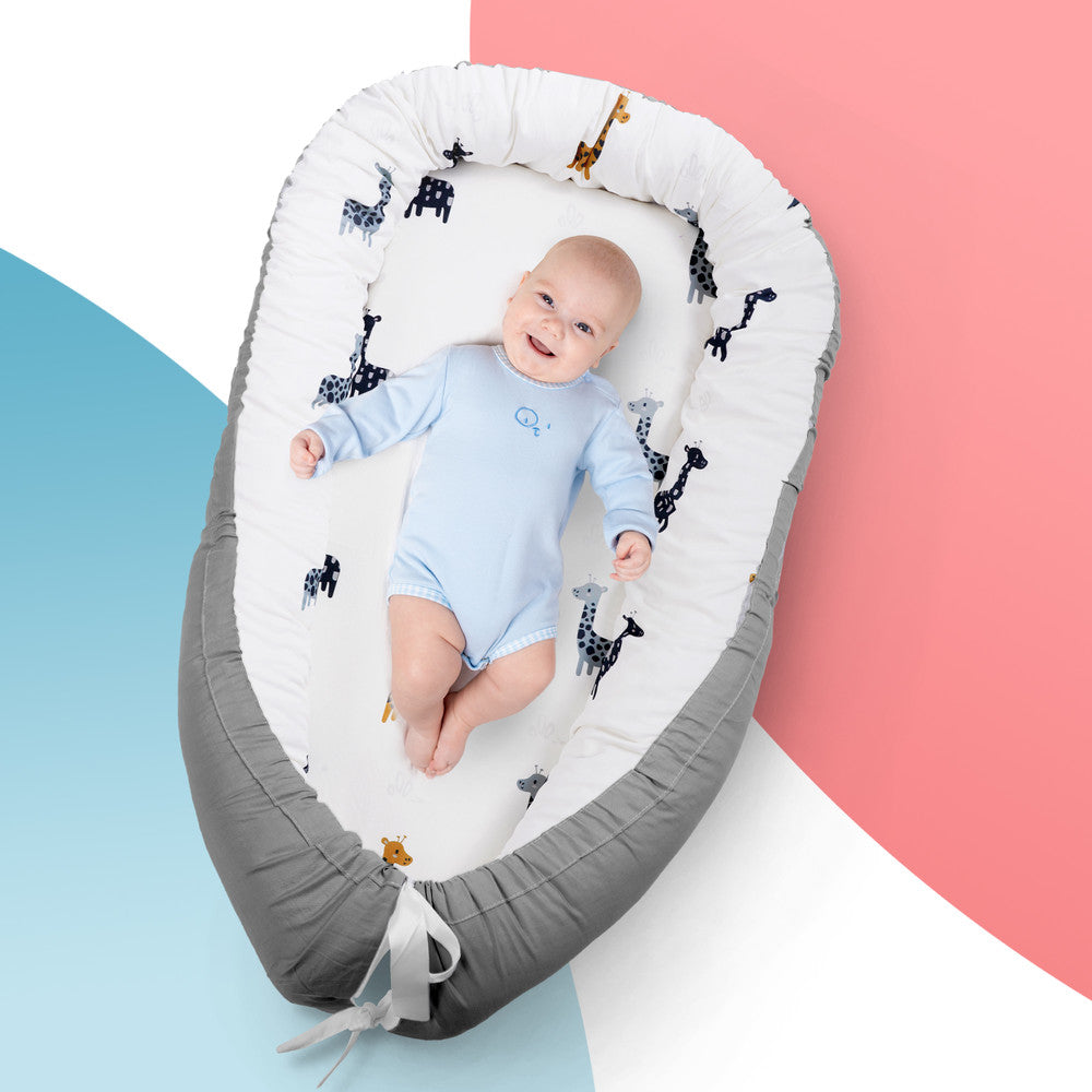 Kidoola Newborn Baby Nest Lounger - 100% Cotton, Washable, Safe and Breathable Fabric 0-12 Months Unisex Ideal for Home, Travel & Baby Essential Gift (Animals)