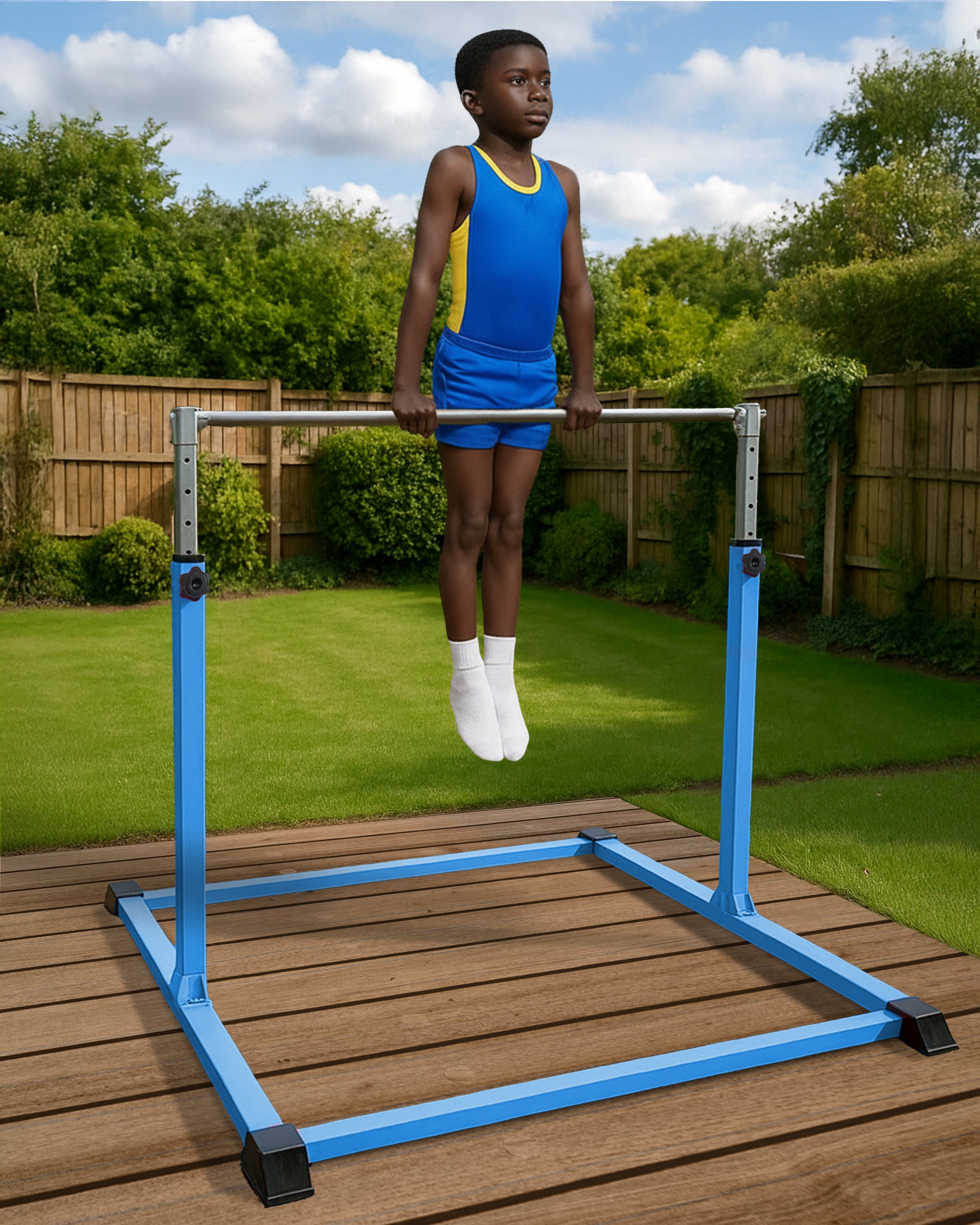 KAYMAN Foldable Large Gymnastics Horizontal Bar – Adjustable Height, Durable Iron Frame with Hand Protection Wrap