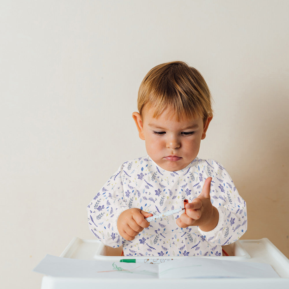 KIDOOLA Baby Led Weaning Bib with Sleeves – Mess-Free, Waterproof & Soft Apron for 6-12 Months – Full Coverall Coverage for Toddlers