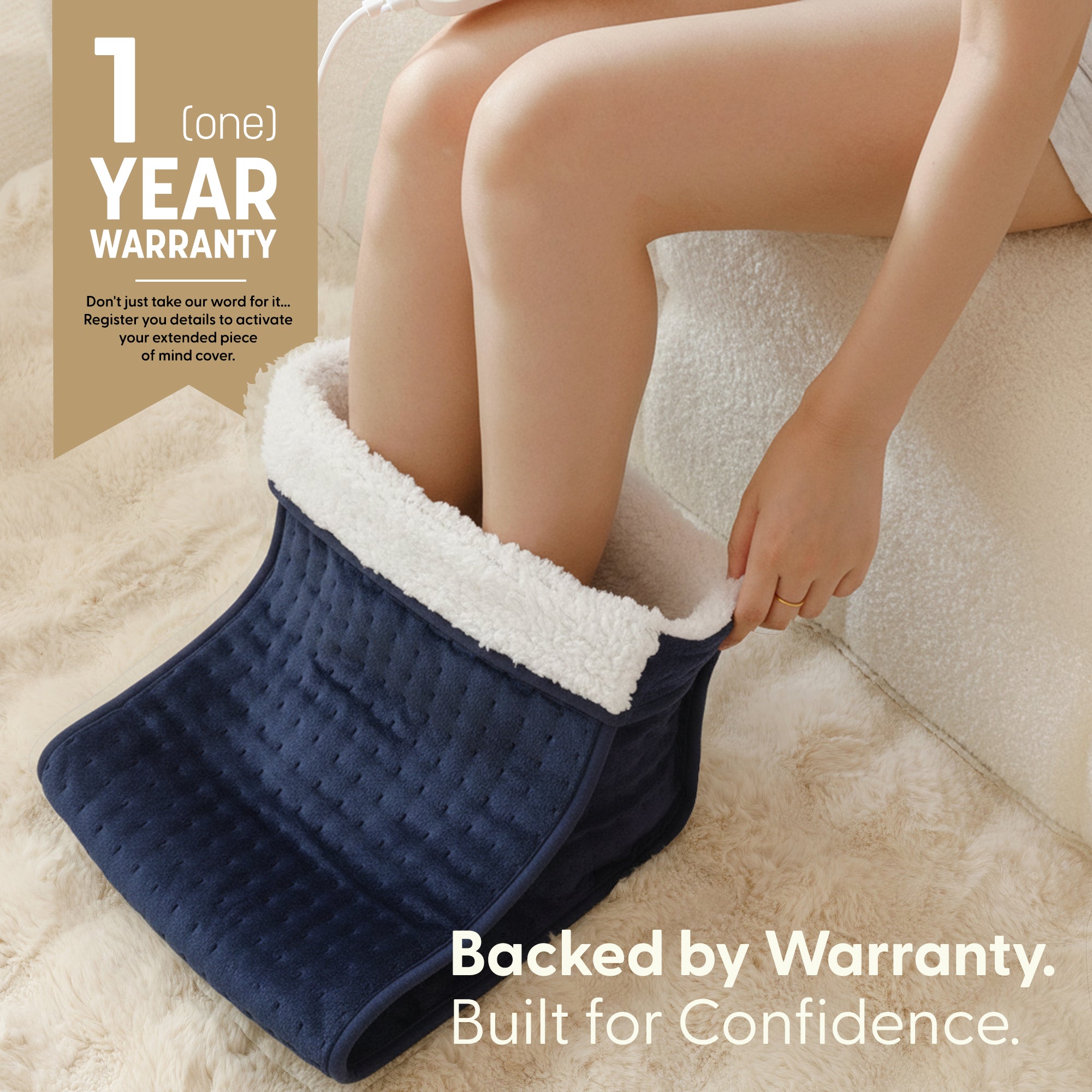 KEPLIN Electric Foot Warmer, 1 Pack - 9 Adjustable Temperature Settings, 90-Min Auto Shut-Off Timer, Overheat & Overcurrent Protection, Soft Fleece Lining, Washable Inner Sleeves (32x28x26cm), 1 Year Warranty