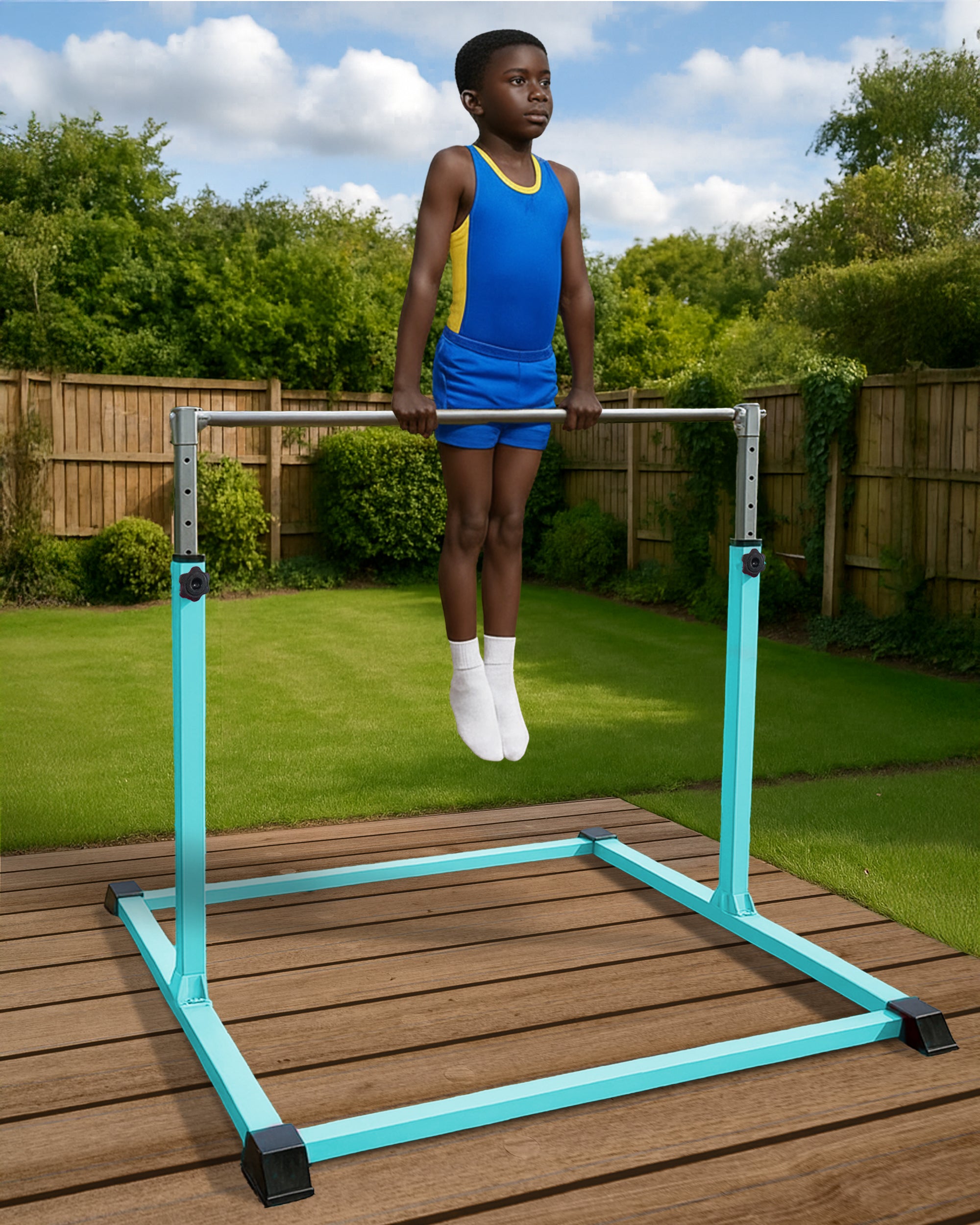 KAYMAN Foldable Large Gymnastics Horizontal Bar – Adjustable Height, Durable Iron Frame with Hand Protection Wrap