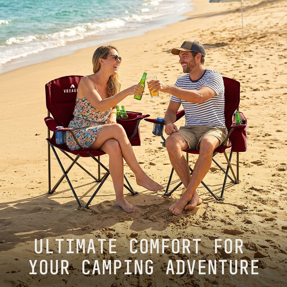Folding Camping Chairs 2 Pack with Cooler Bag