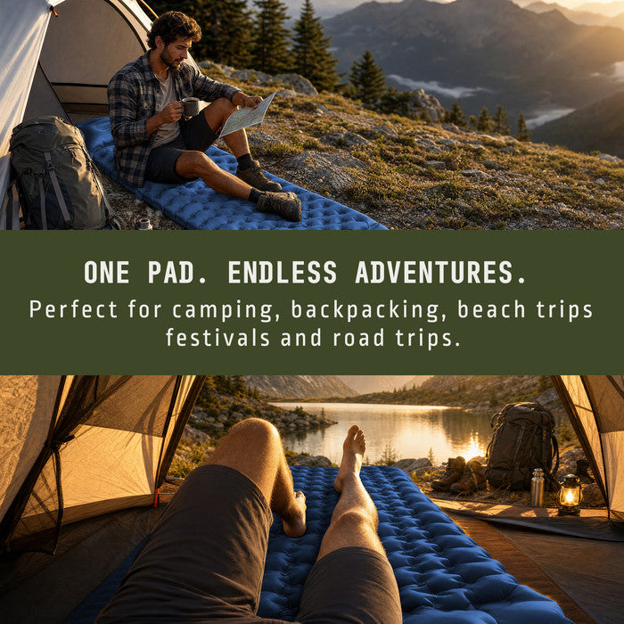 Voyager blue camping mat for camping backpacking hiking festivals UK