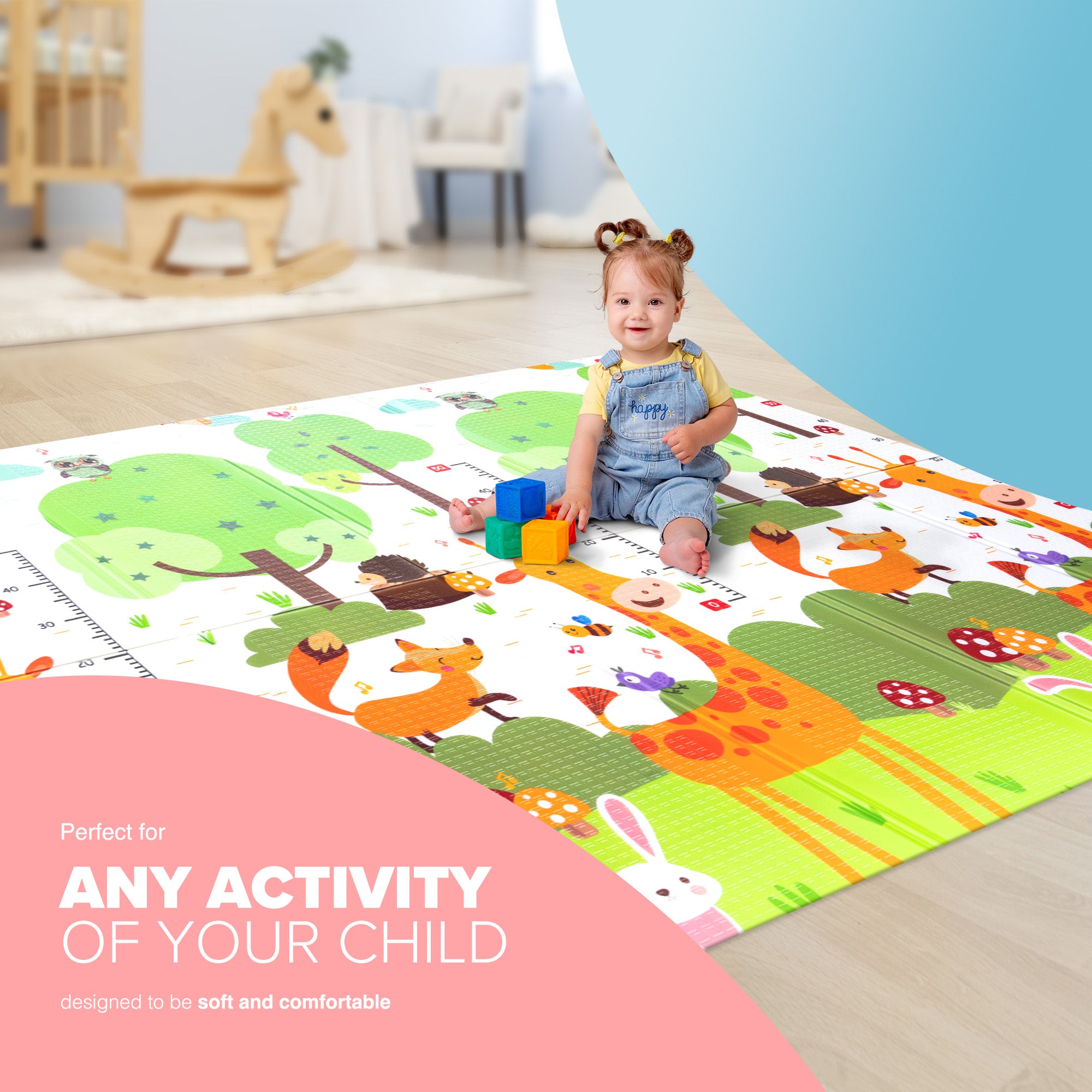 Kidoola Reversible Large Baby Play Mat Soft Playmat for Baby's Crawling, Tummy Time Thick Floor Mats for Children, Toddlers & Babies Ideal for Floor