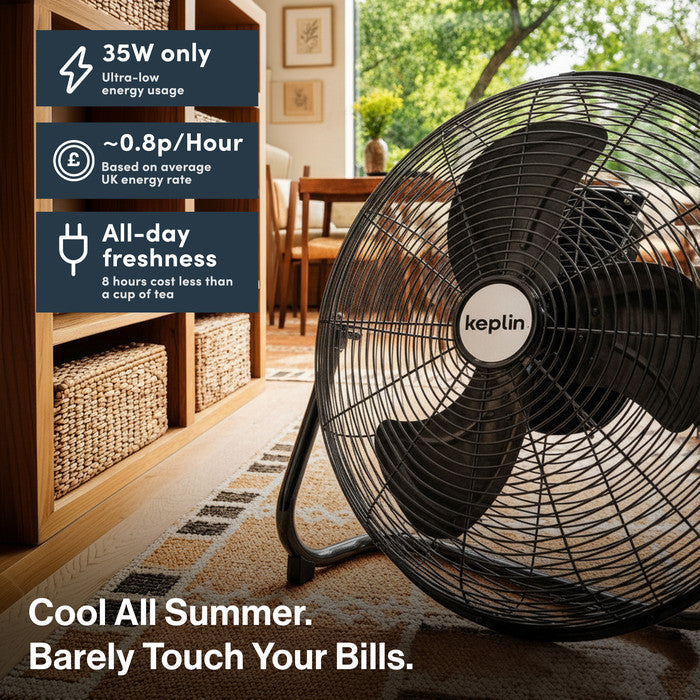 12 inch black standing fan base and adjuster close-up