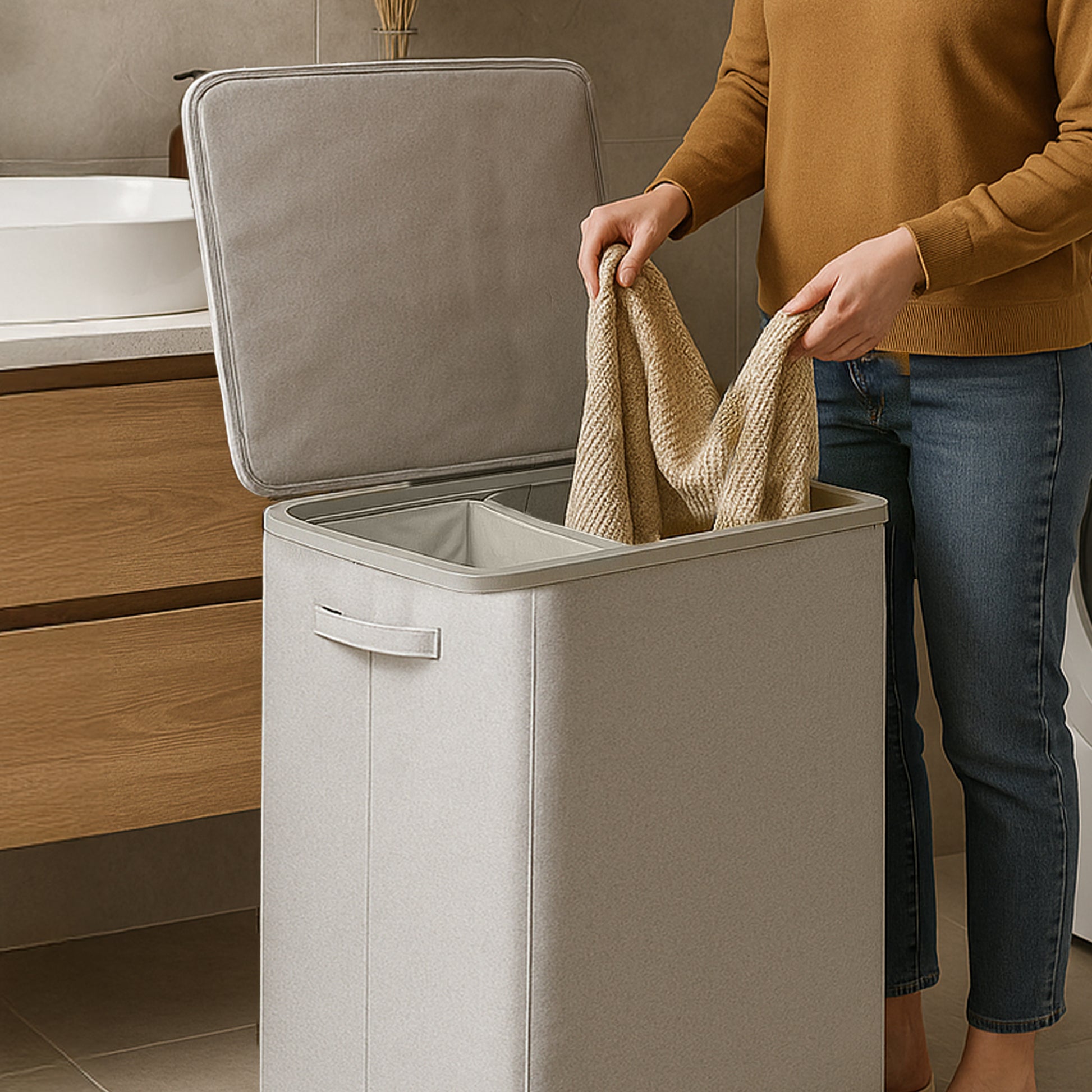 Collapsible Laundry Basket with Lid & Removable Liner – image 19