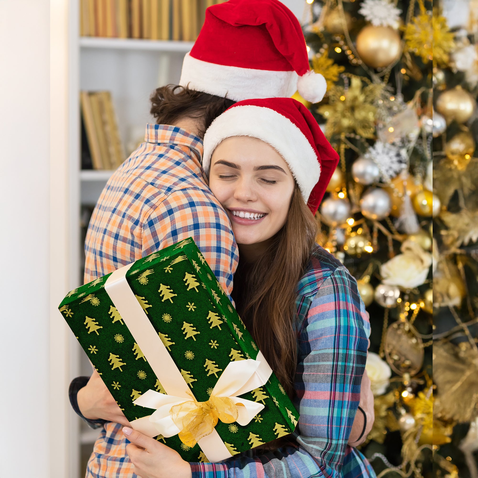 Kraft & Co 2 Pack Christmas Wrapping Paper Roll - Festive Designed Recyclable Kraft Paper, Perfect for Holiday Gifts, Arts & Crafts-Wrapping for a Merry Christmas (44.5cm x 25m)