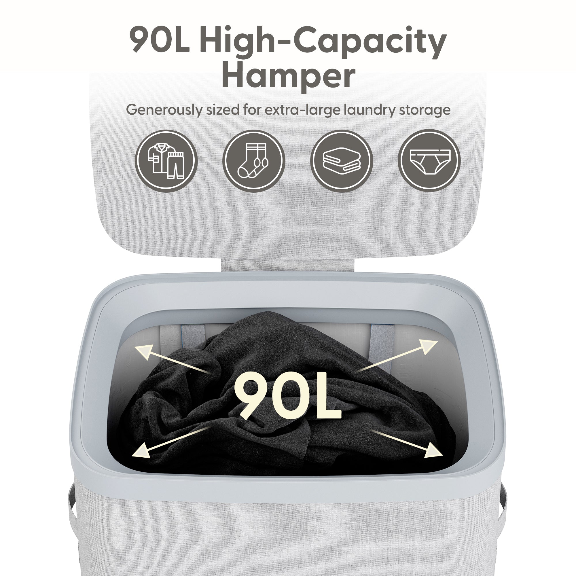 Keplin Collapsible Laundry Basket with Lid & Removable Liner