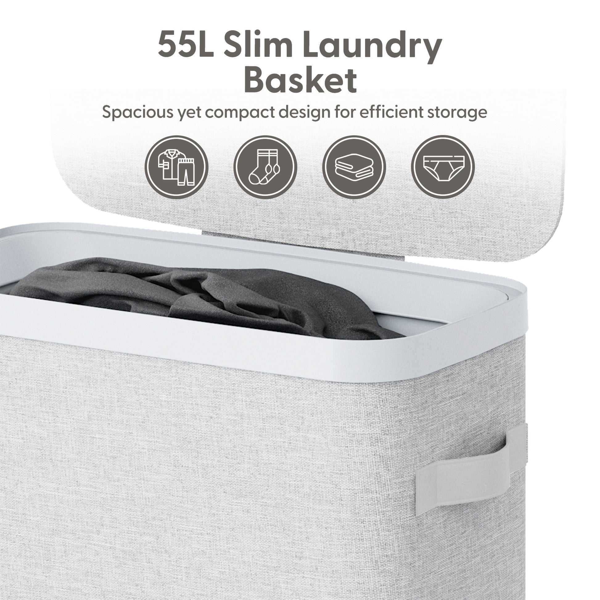 Collapsible Laundry Basket with Lid & Removable Liner