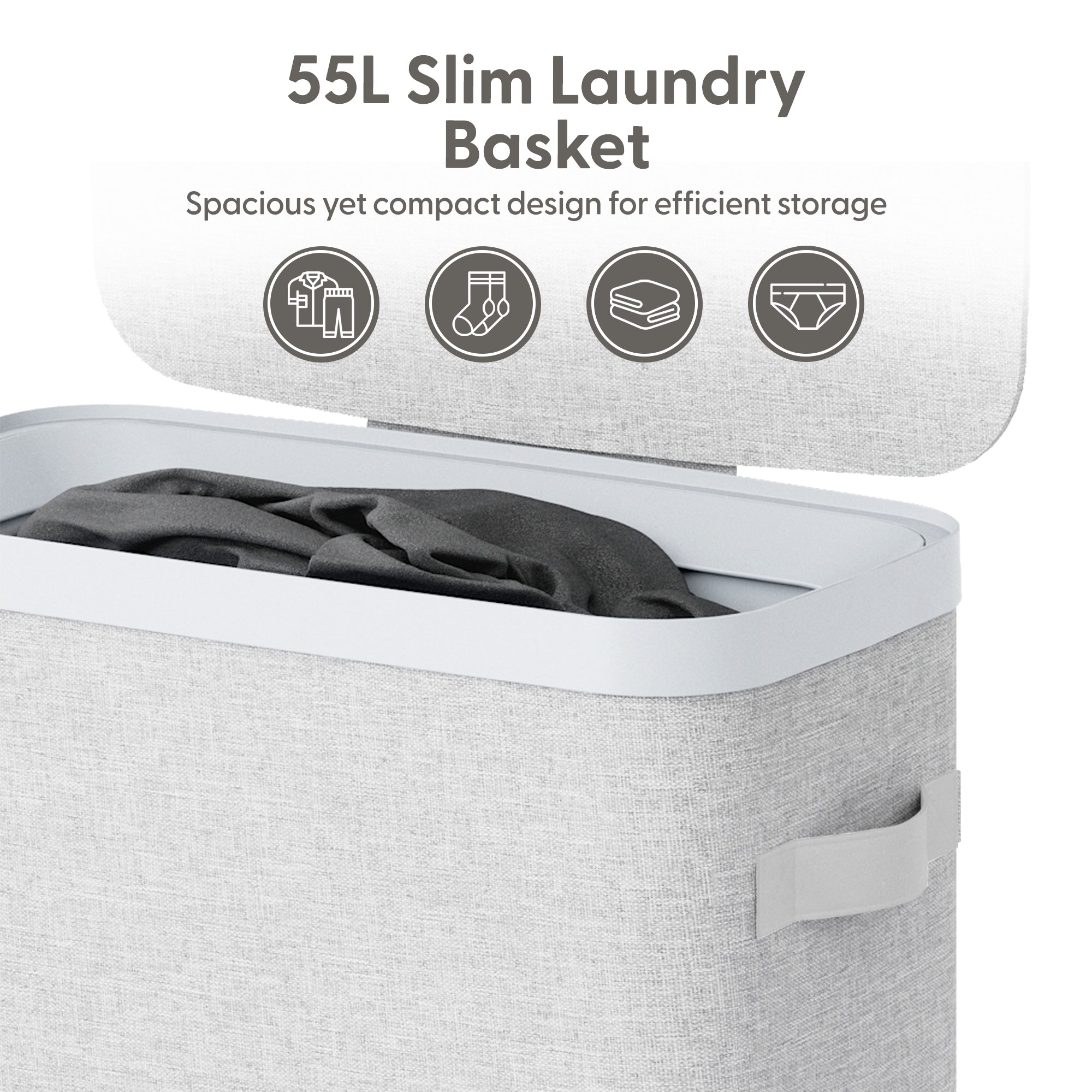 Keplin Collapsible Laundry Basket with Lid & Removable Liner