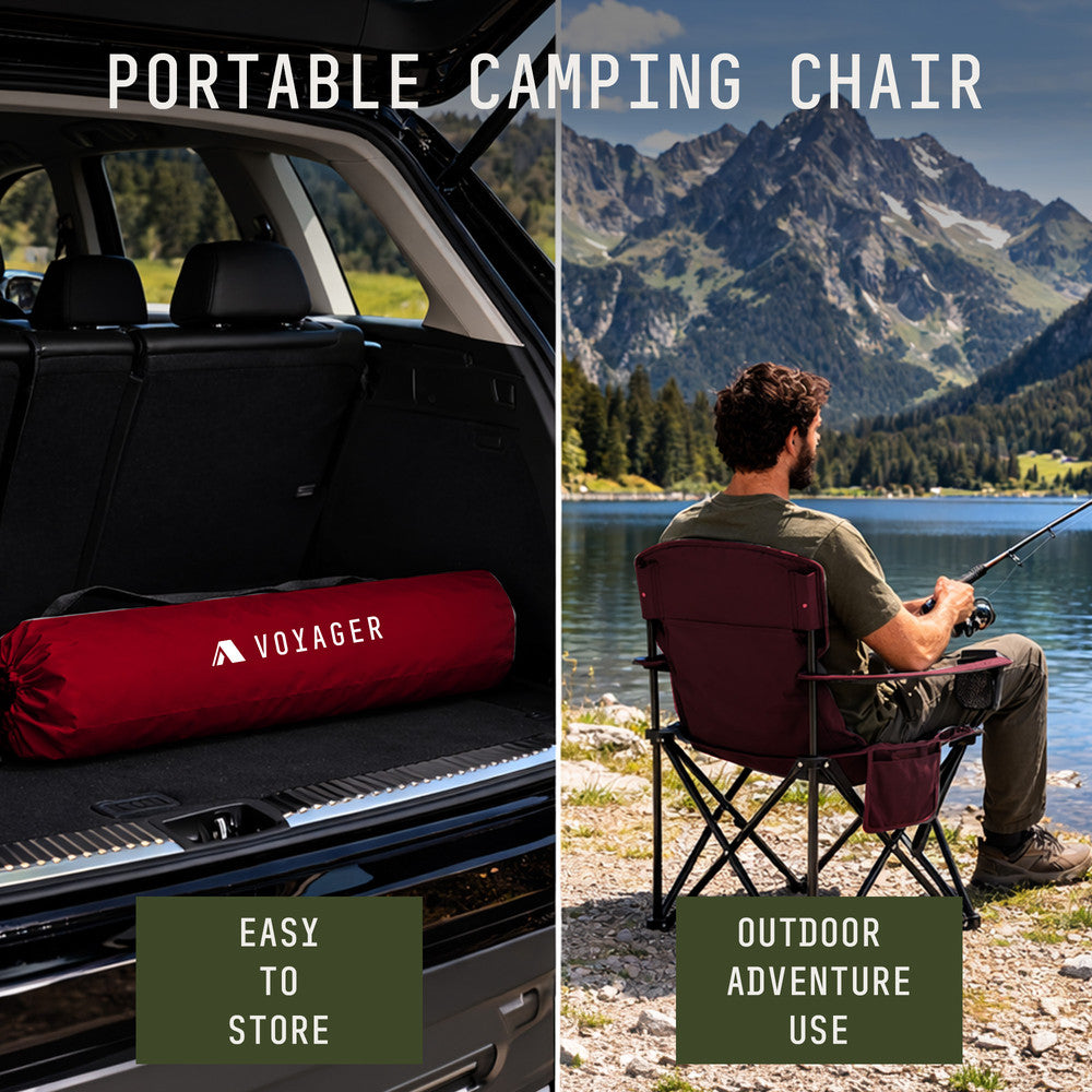 Water-resistant padded camping chairs red 2-pack – wipe clean and durable for season after season use UK