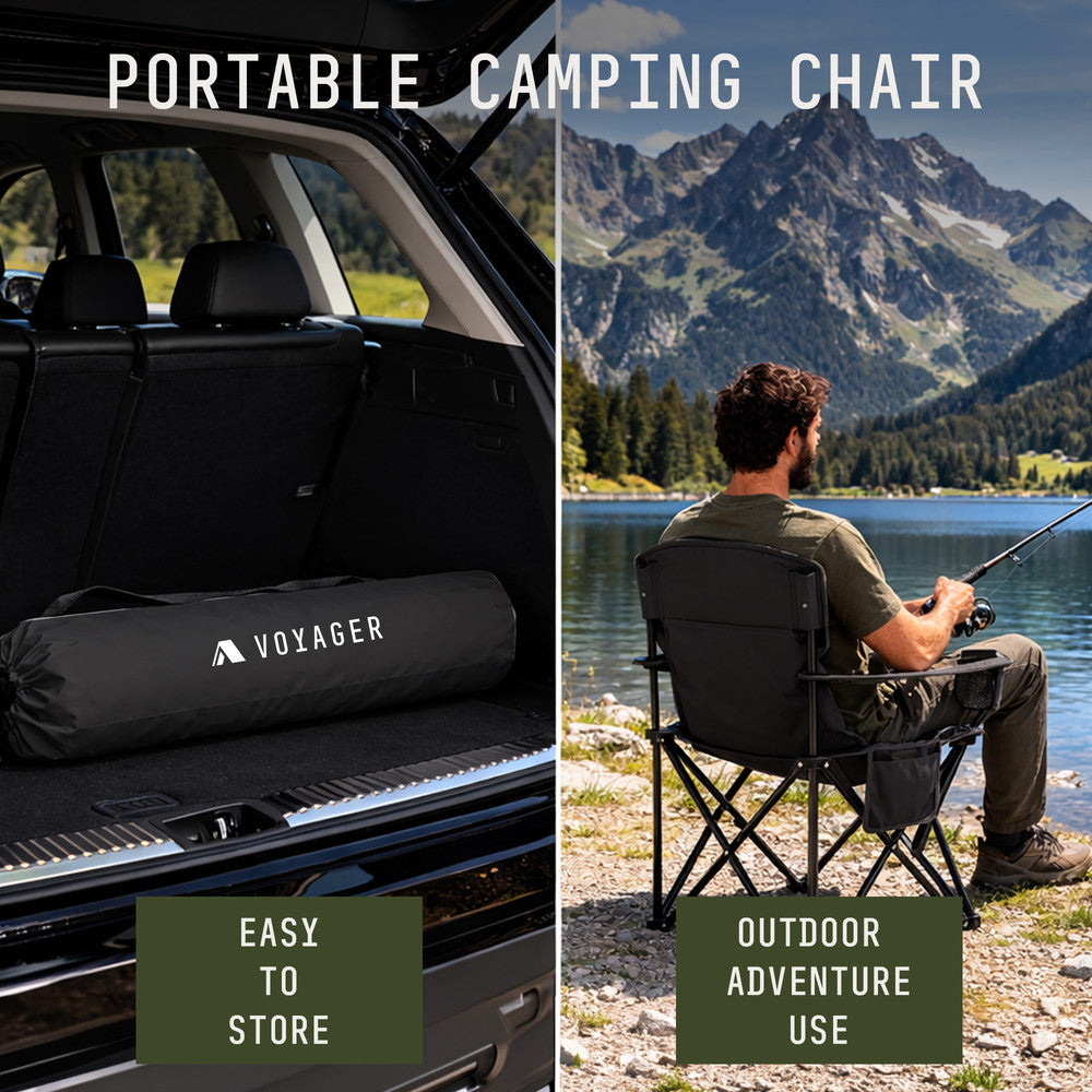 Water-resistant padded camping chairs black 2-pack – wipe clean and durable for season after season use UK