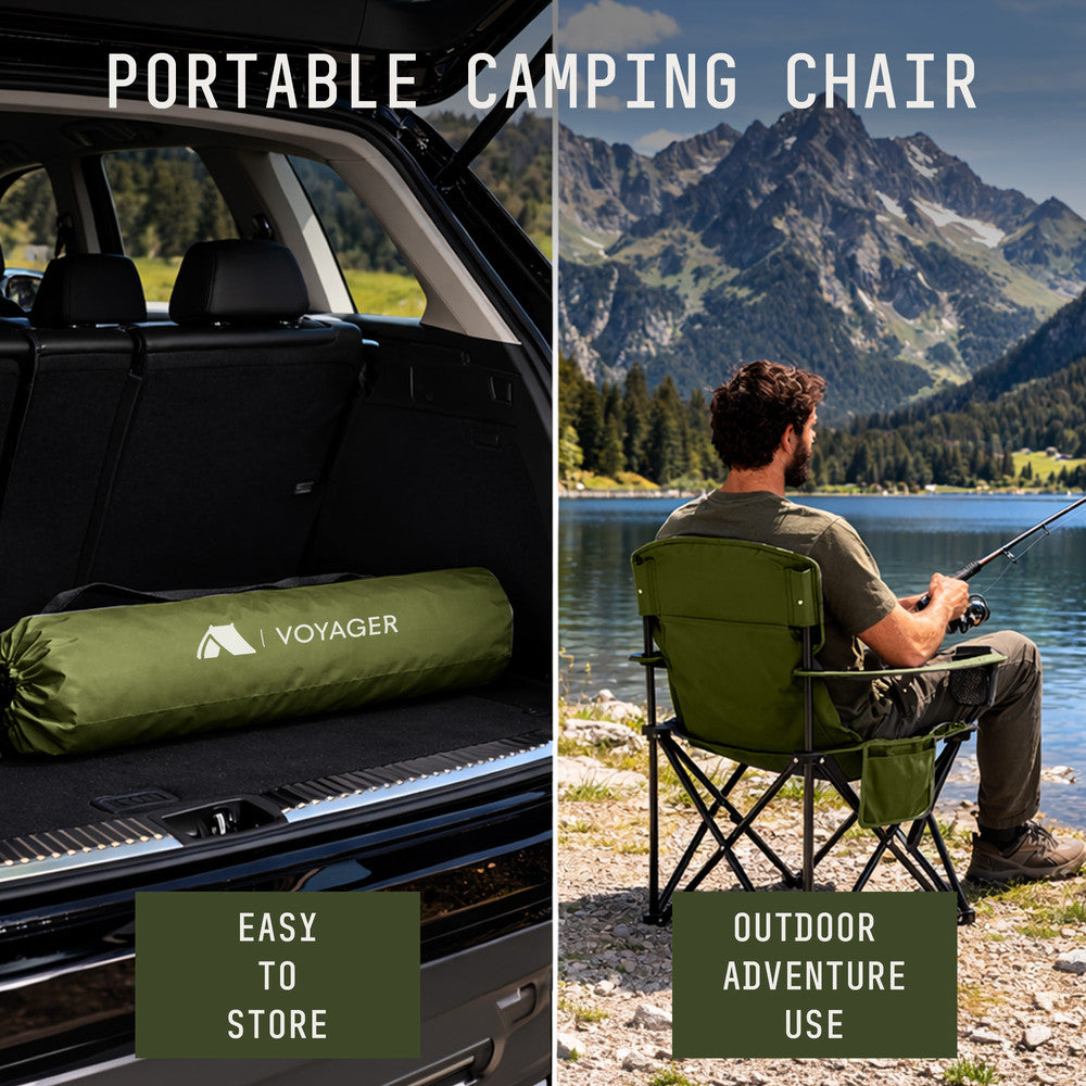 Water-resistant padded camping chairs green 2-pack – wipe clean and durable for season after season use UK