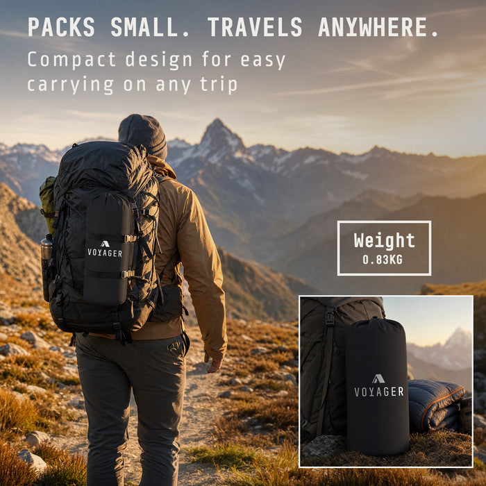 Voyager black camping mat 0.83kg lightweight packs compact for backpacking