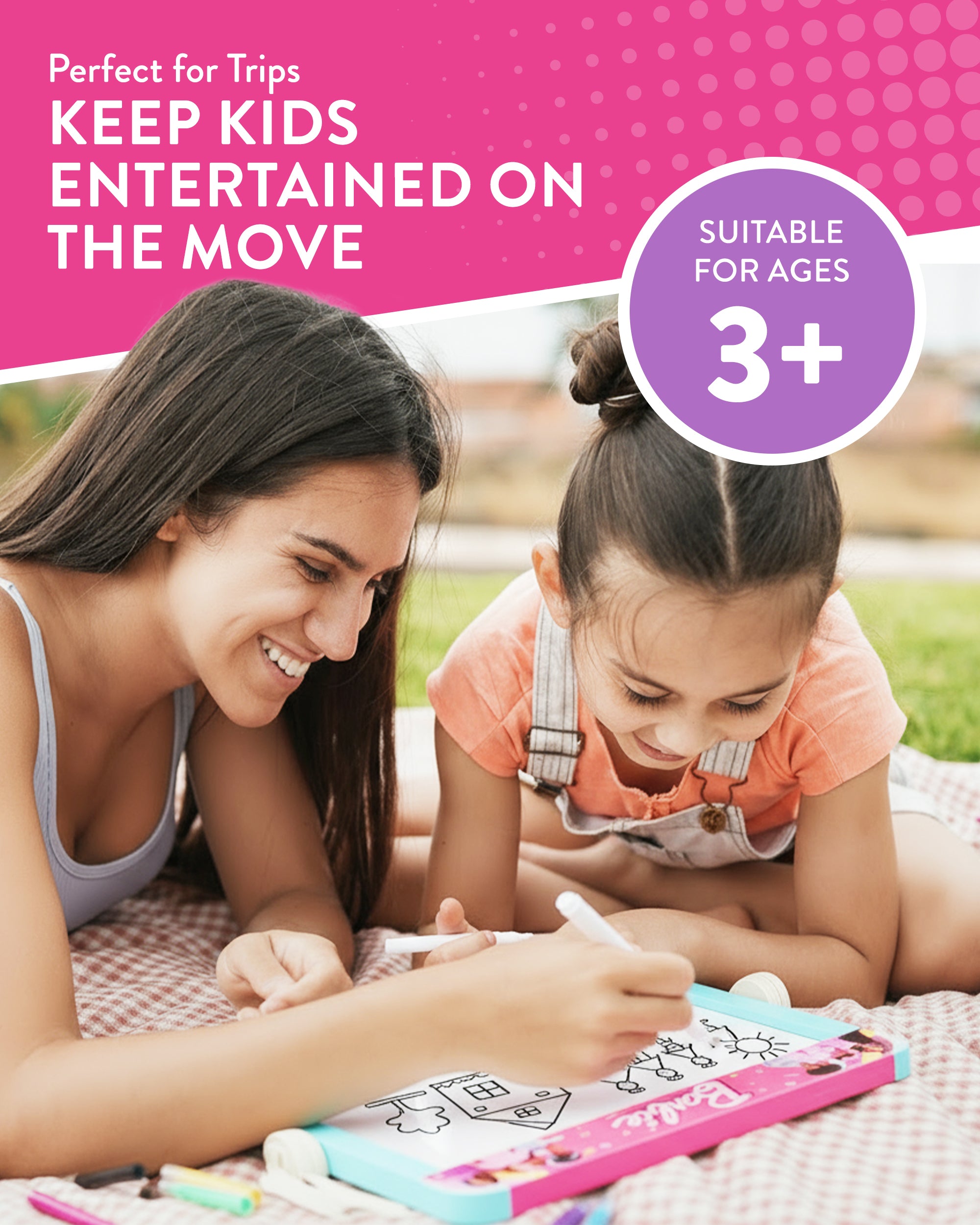 Barbie Tabletop Easel – Double Sided Blackboard & Whiteboard with Pen, Eraser & Chalk – Kids Drawing Art Board – Wooden Easel for Creative Play