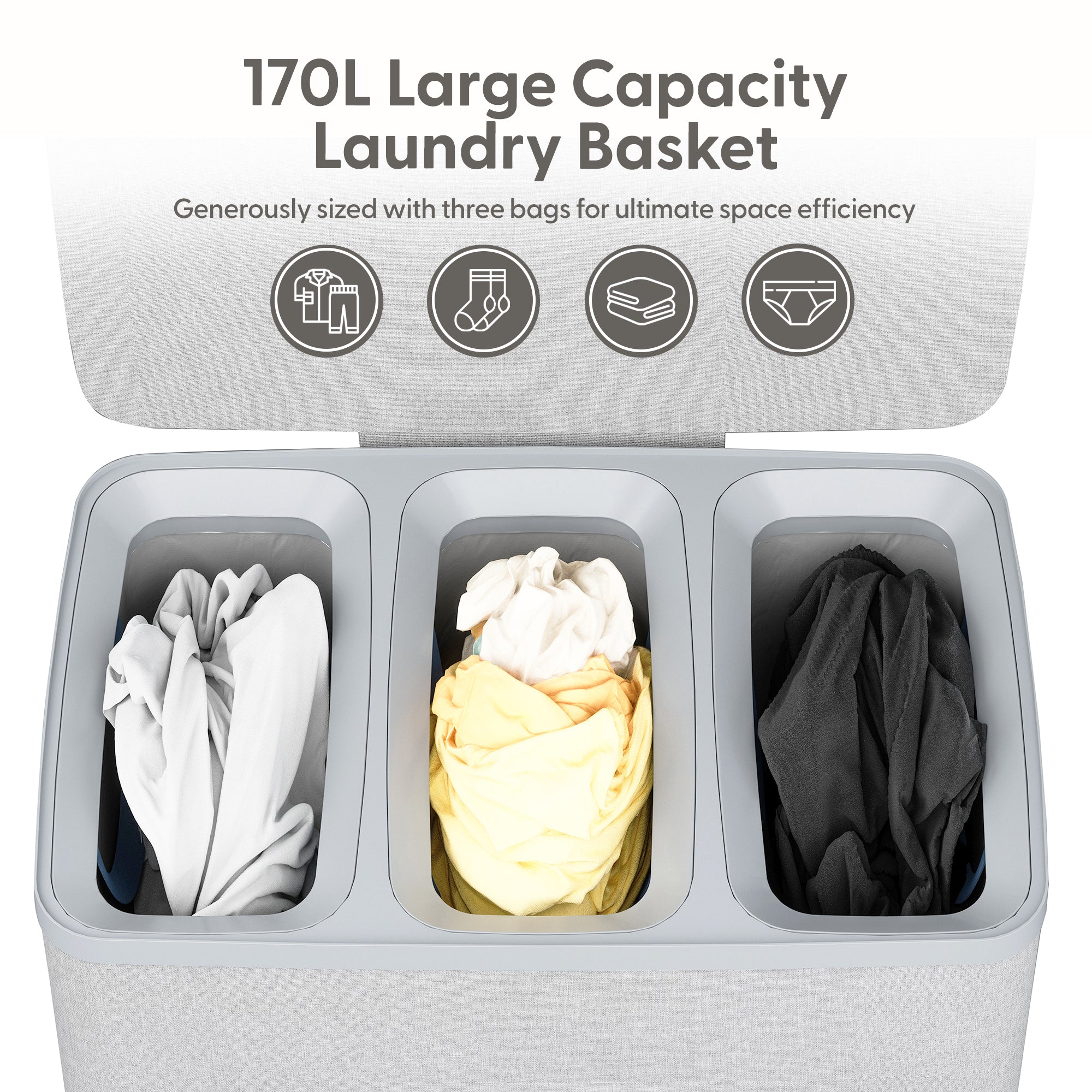 Keplin Collapsible Laundry Basket with Lid & Removable Liner