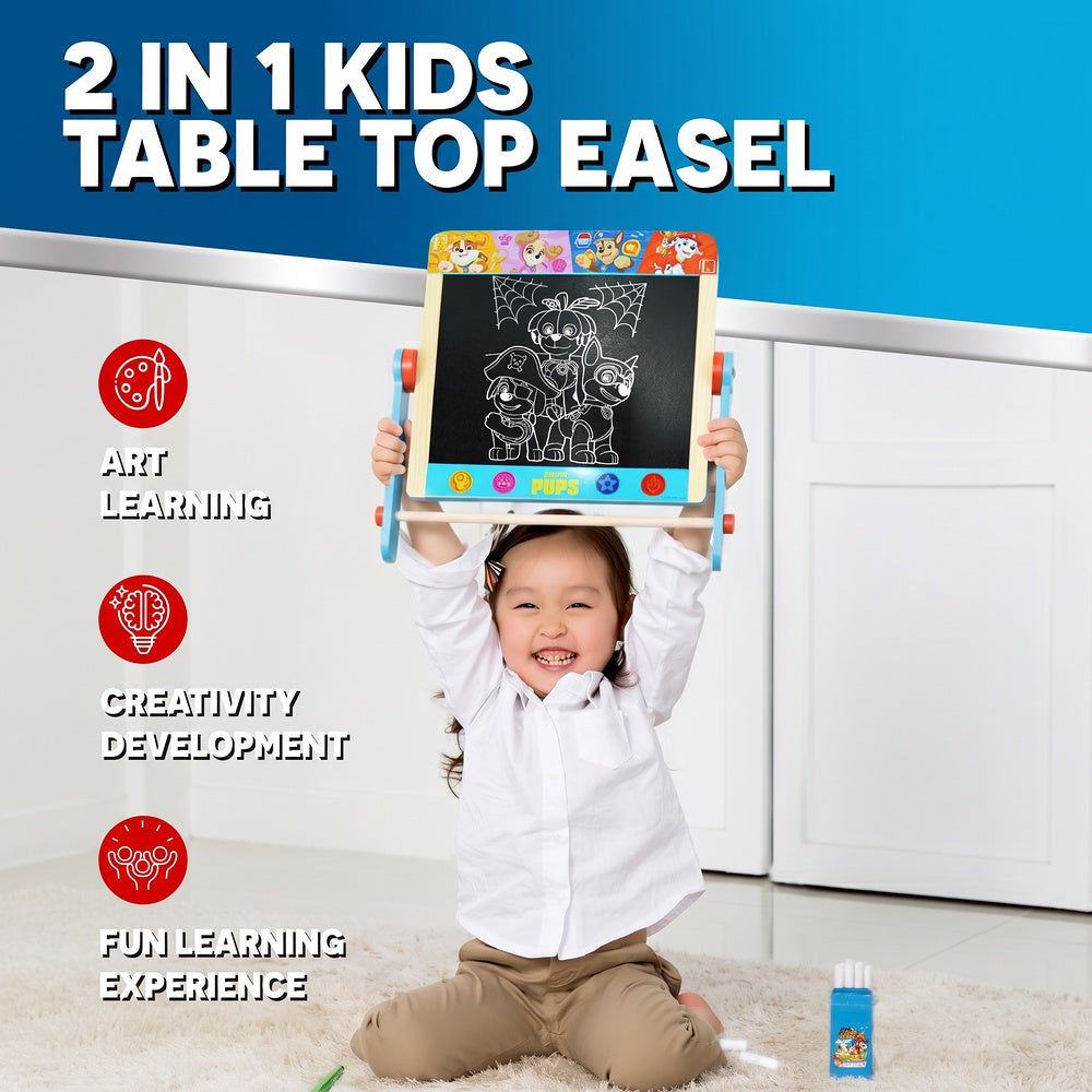 Paw Patrol 2-in-1 Easel Set – Kids' Tabletop Chalkboard & Whiteboard Drawing Board – Birthday & Christmas Gift for Boys & Girls