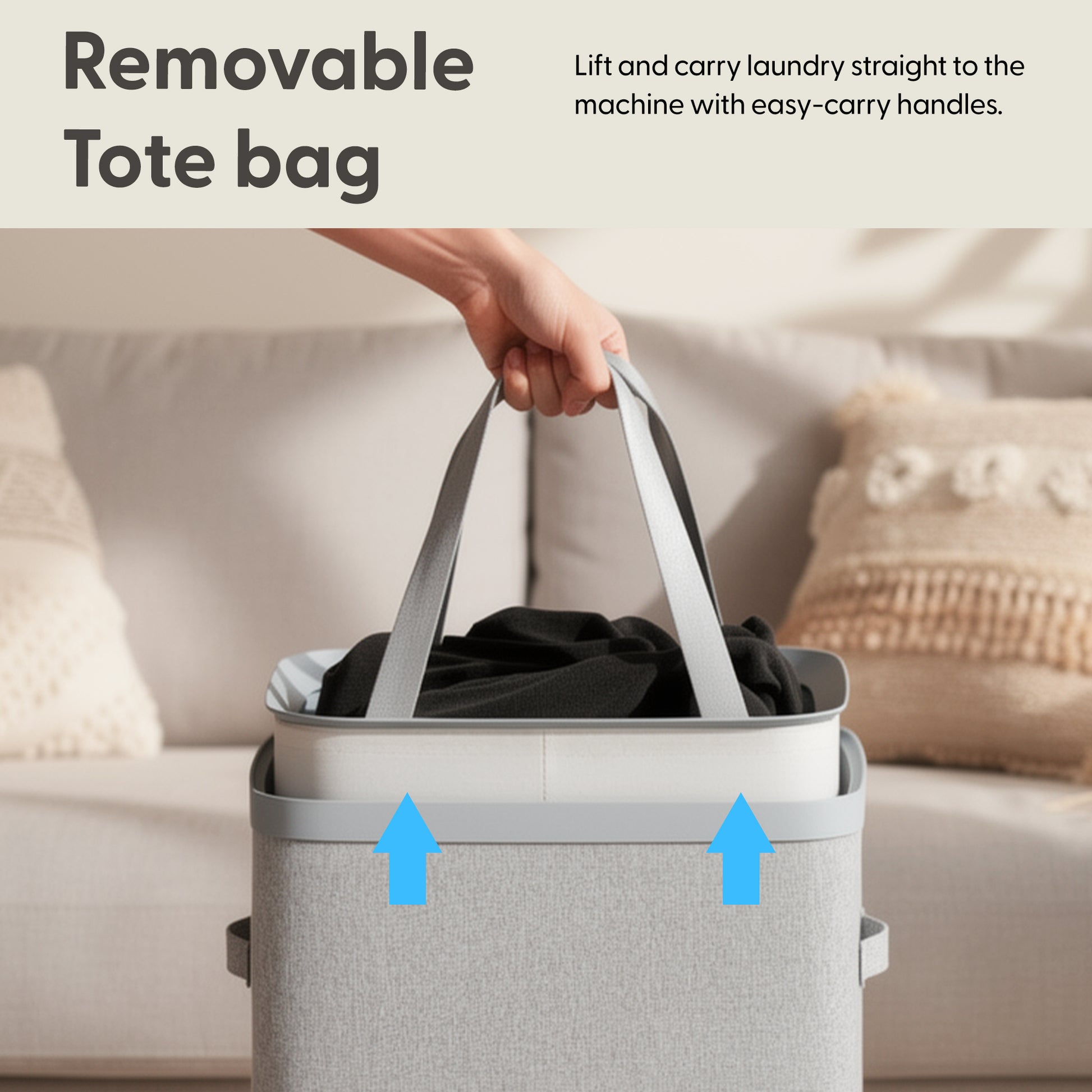 Collapsible Laundry Basket with Lid & Removable Liner – image 14