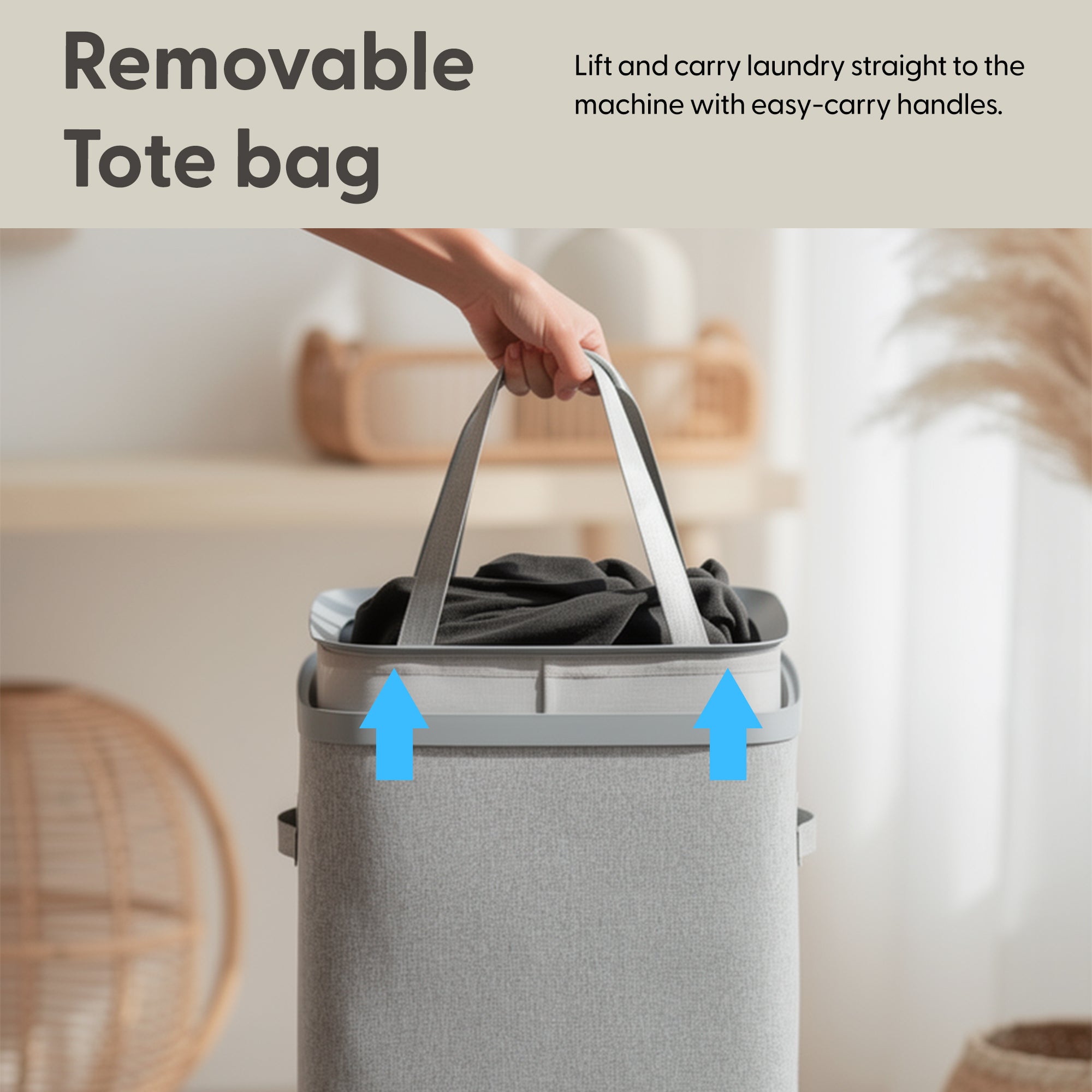 Keplin Collapsible Laundry Basket with Lid & Removable Liner