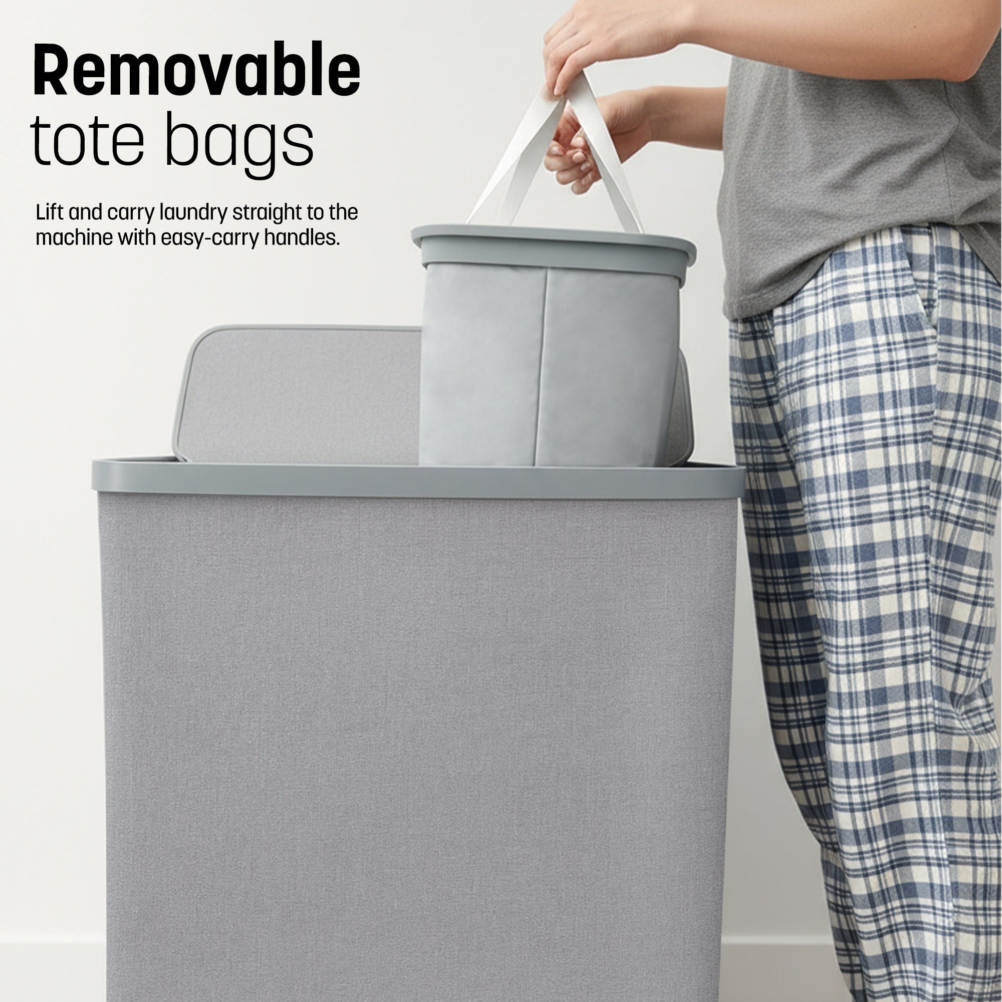 Keplin Collapsible Laundry Basket with Lid & Removable Liner