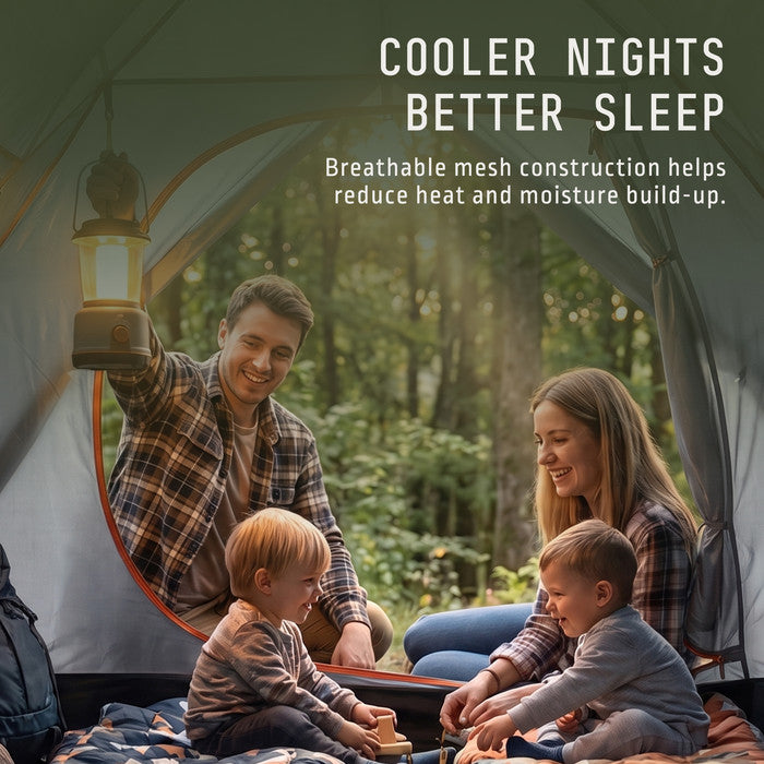 Breathable 3 person tent interior with mesh ventilation, family camping tent